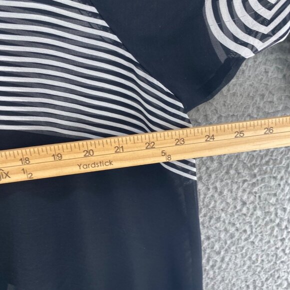 IC By Connie K Top Womens Extra Large Black Striped Button Collar 3/4 Sleeves* - Picture 9 of 11